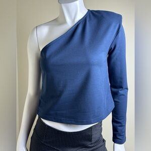 Walter Baker Asymmetrical One Sleeve Navy Blue Shirt